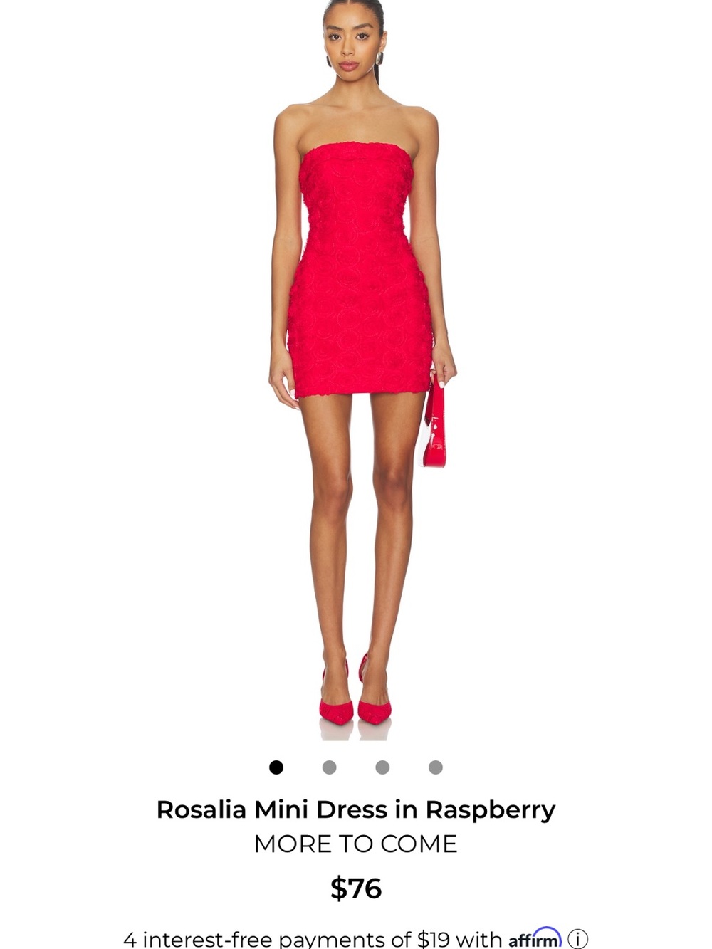 REVOLVE Rosalia Strapless Mini Dress in Raspberry Red